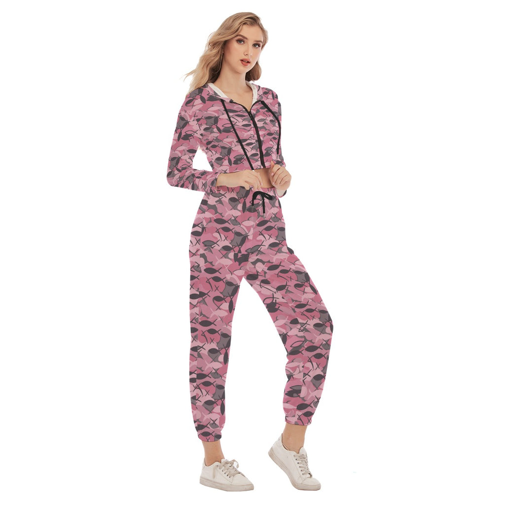 All-Over Print Women's Crop Hoodie Sports Set