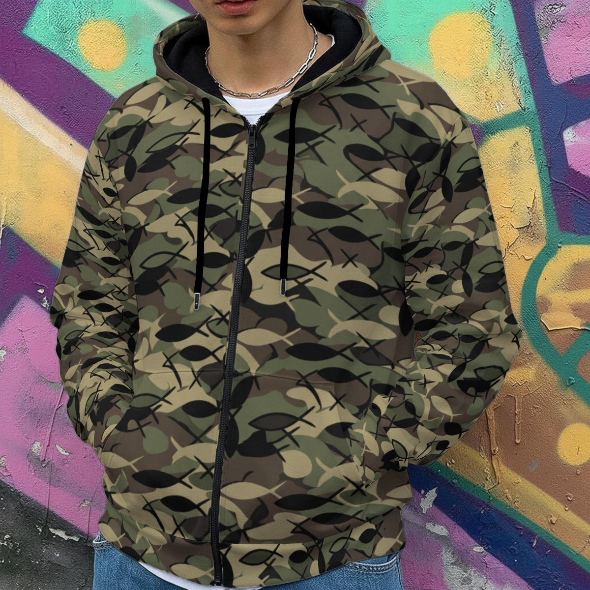 All-Over Print Men's Heavy Fleece Zip Up Hoodie