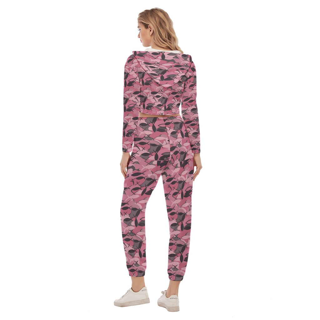 All-Over Print Women's Crop Hoodie Sports Set