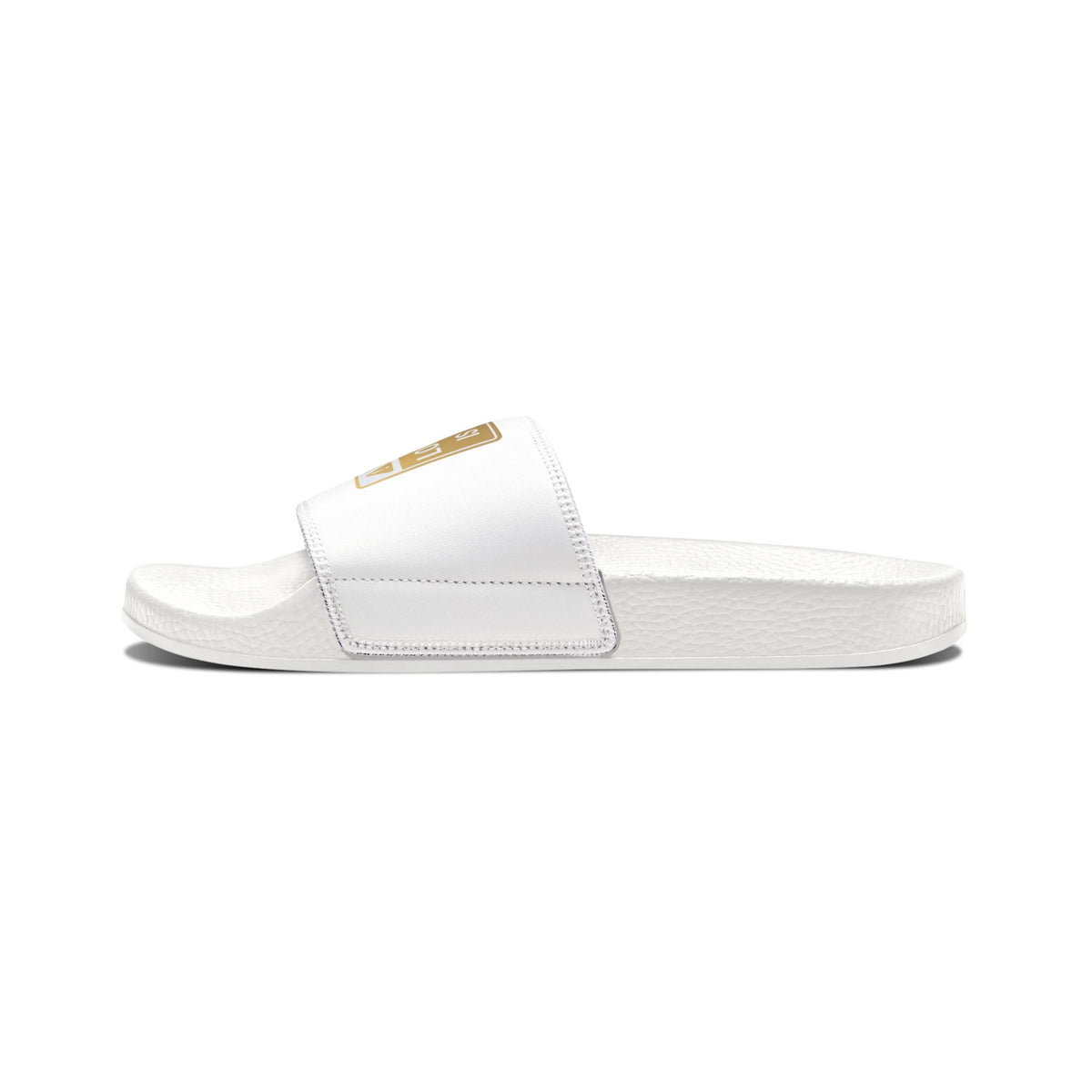 Men's White Slide Sandals — “Warning: Lord's Work Is Progress” Adjustable Strap