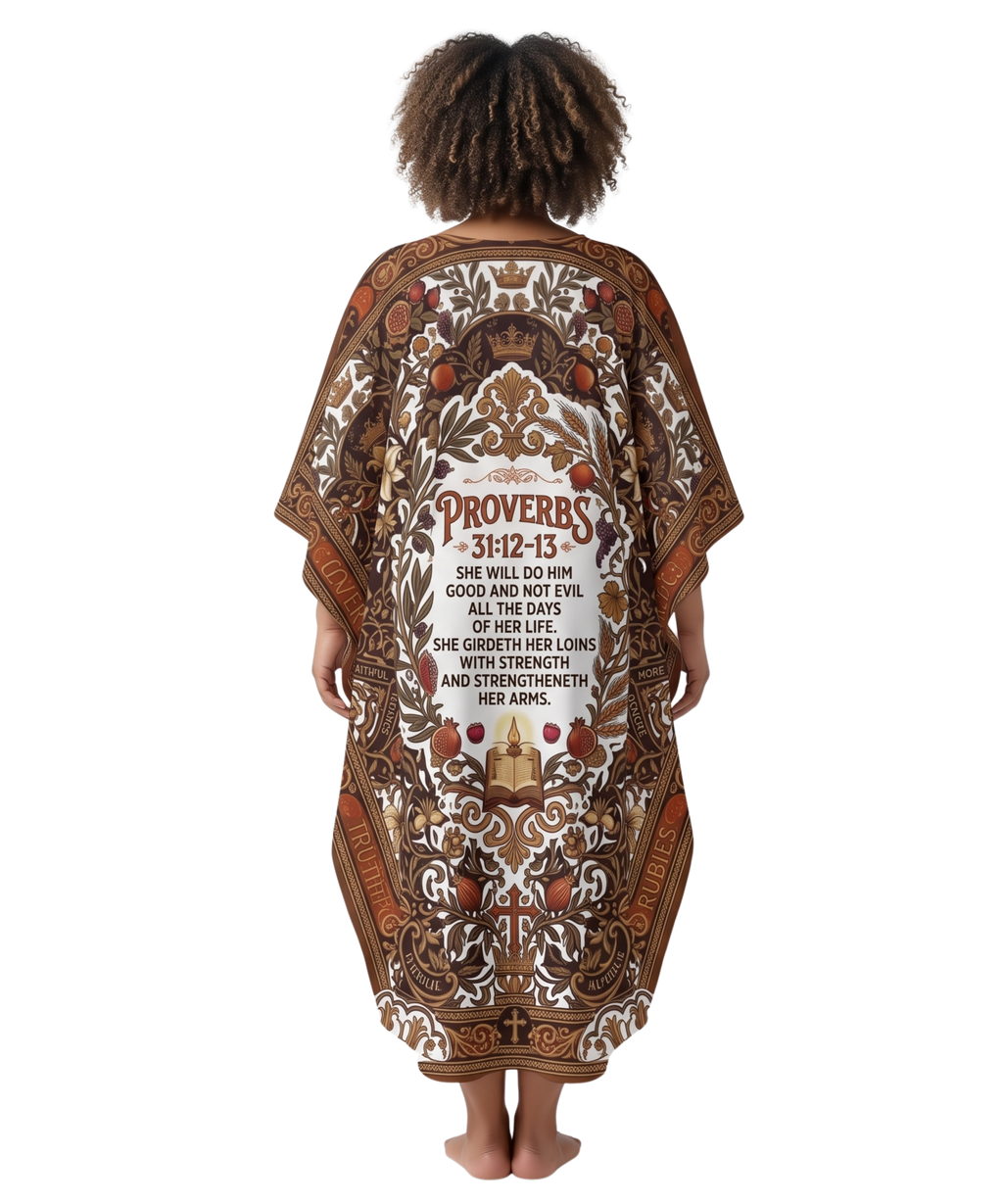 Proverbs 31:10-11 Heirloom Kaftan Dress | UK Imported Silk & Poly