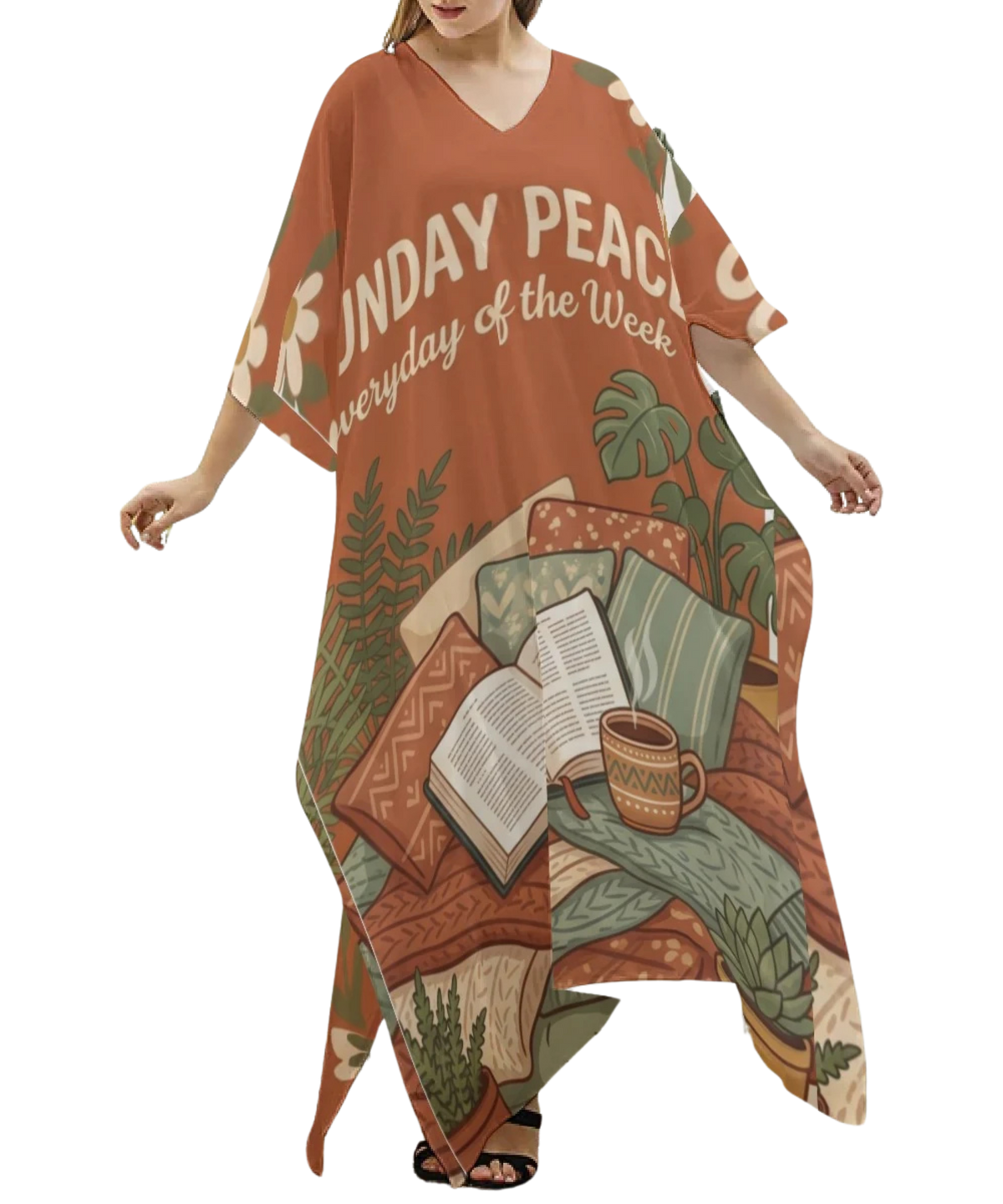 Sunday Peace V-Neck Kaftan Dress