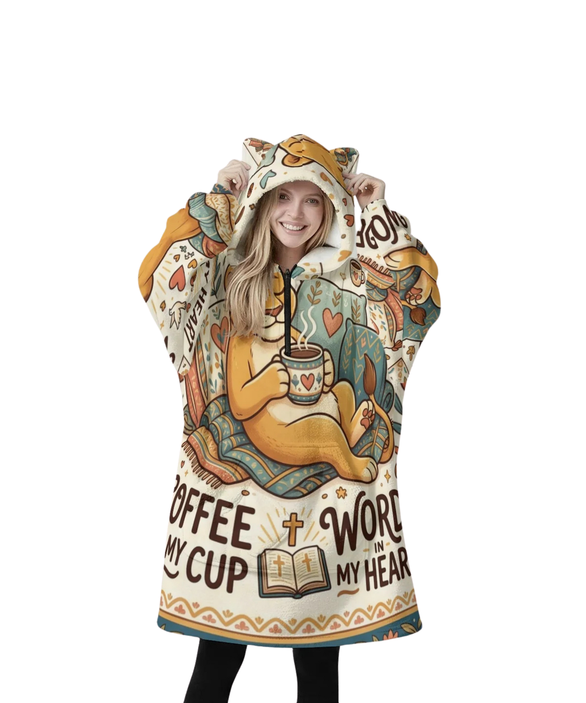 Women's Fleece Oversized Hoodie Blanket With Decorative Ears