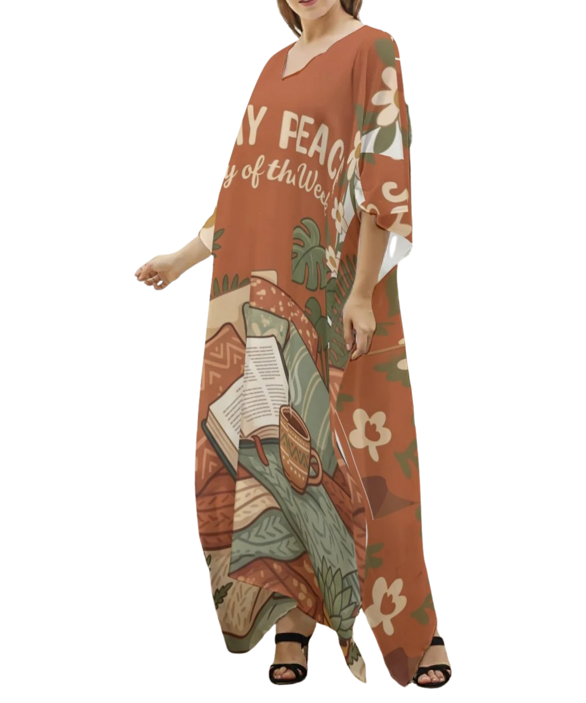 Sunday Peace V-Neck Kaftan Dress