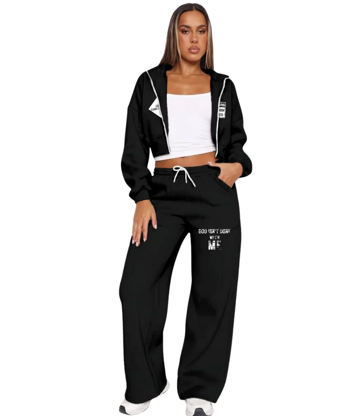 Under Construction Women’s Tracksuit With Fleece Black