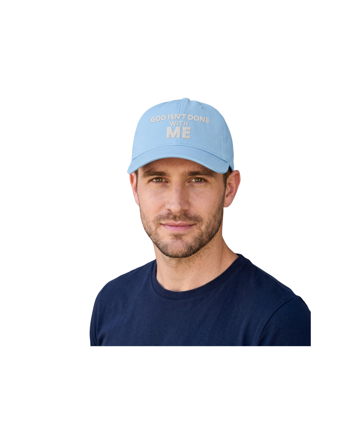 Embroidered 'God Isn't Done With Me' Washed Dad Cap