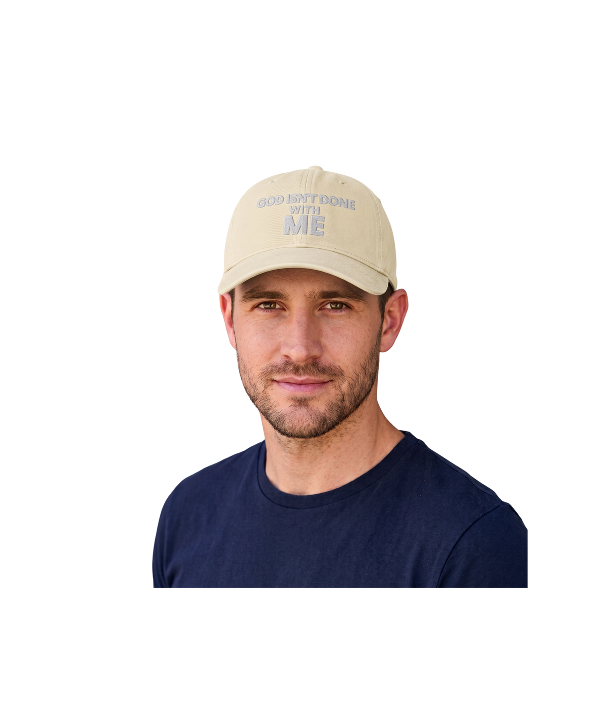 Embroidered 'God Isn't Done With Me' Washed Dad Cap