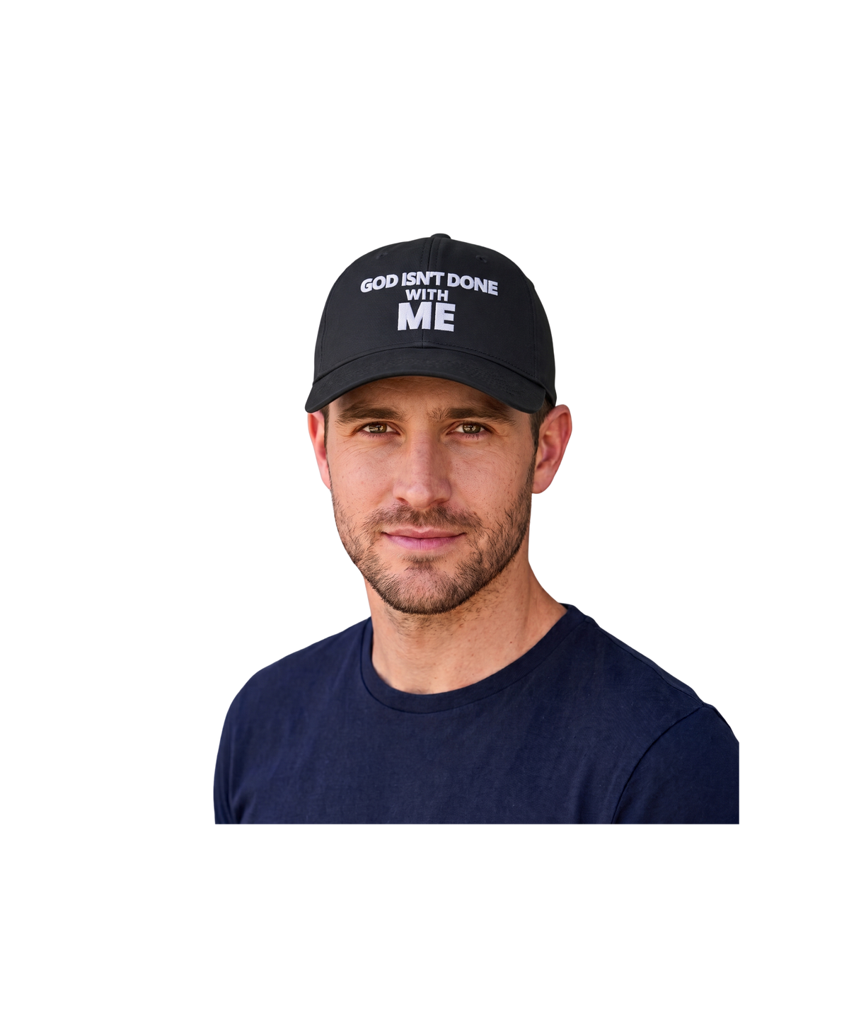 Embroidered 'God Isn't Done With Me' Washed Dad Cap