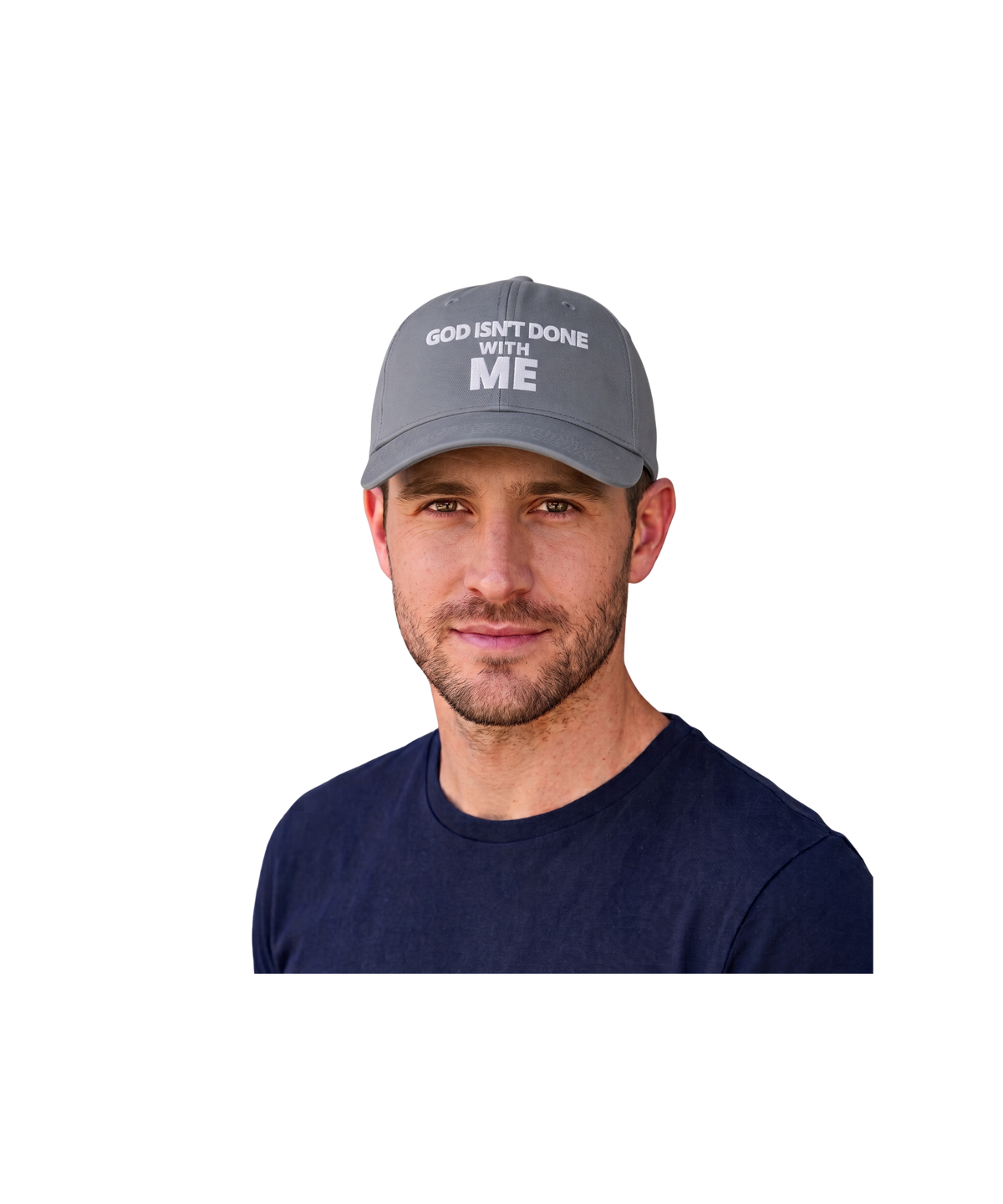 Embroidered 'God Isn't Done With Me' Washed Dad Cap