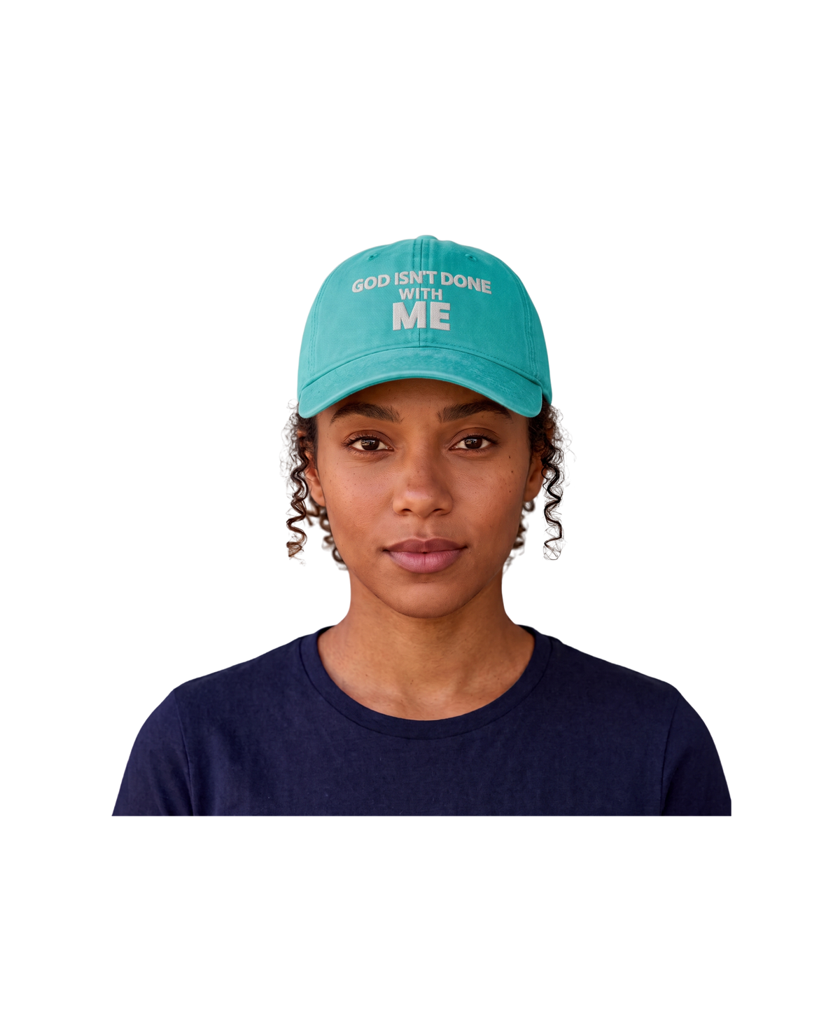 Embroidered 'God Isn't Done With Me' Washed Dad Cap
