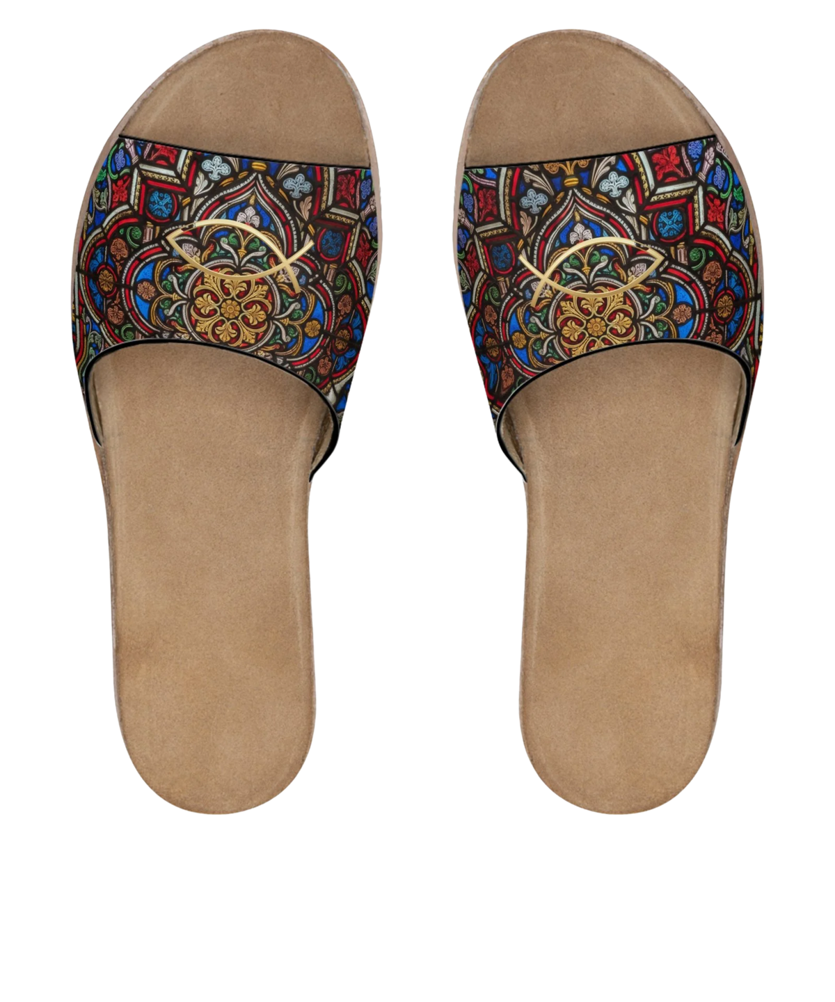 Women's Renaissance Stained Glass Leather Sliders