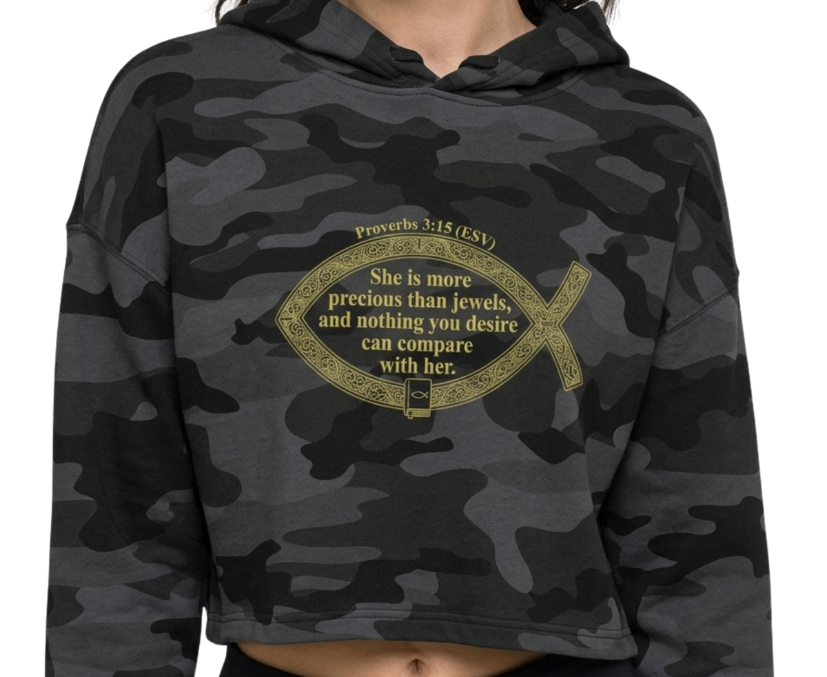 Proverbs 3:15 Women’s Cropped Hooded