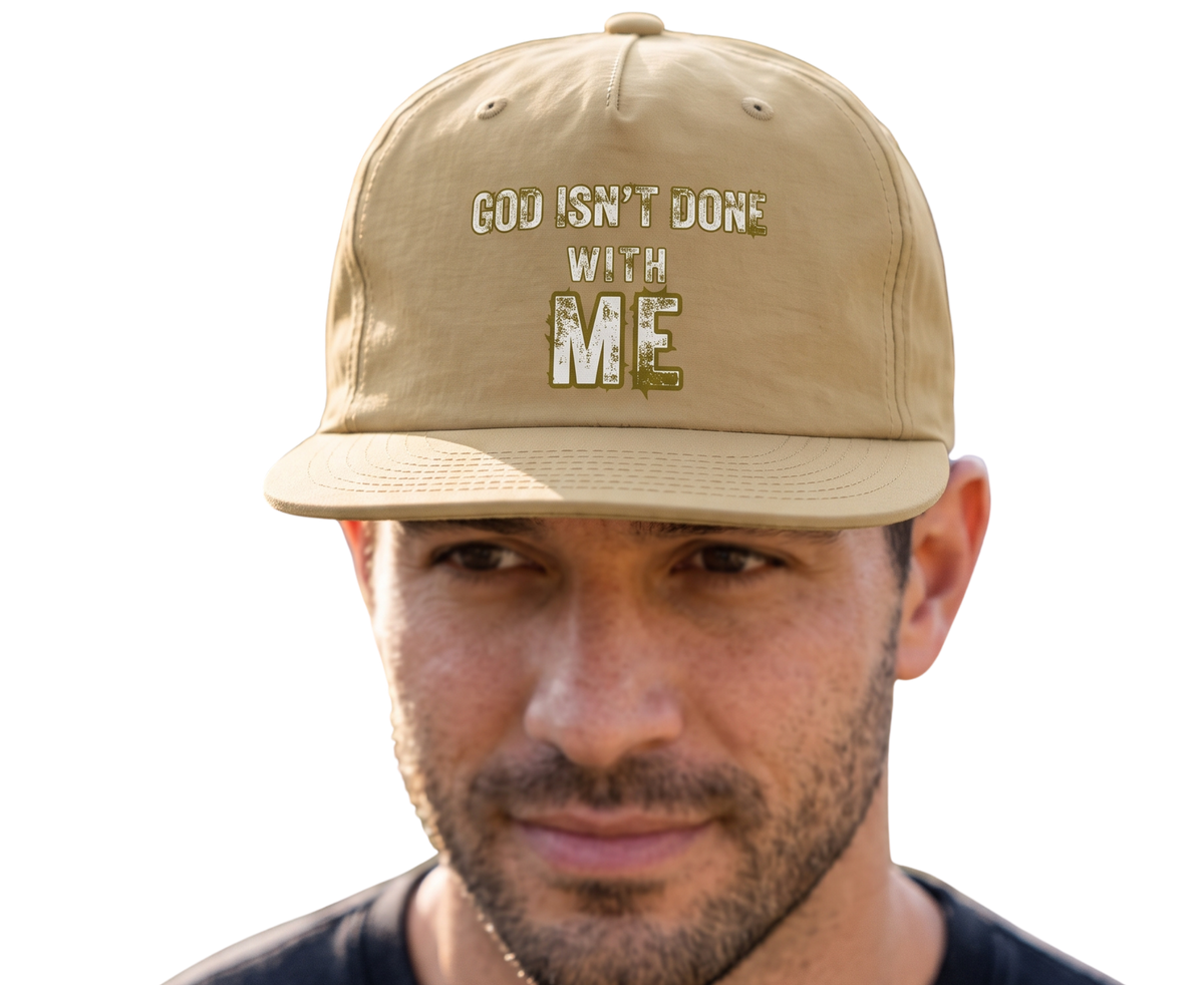 'God Isn't Done With Me' Embroidered Snapback Hat